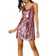 thumbnail image 4 of INSPIRE CHIC Vestido de Mujer con Lentejuelas Brillantes Escote en V Tirantes Ajustables Vestido de Fiesta Mini Rosa Claro L, 4 of 7