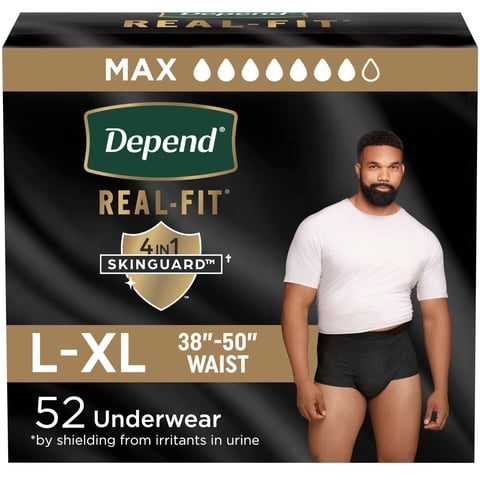 Ropa Interior Para Incontinencia Depend Real Fit Hombre L/Xl 52 Unidades