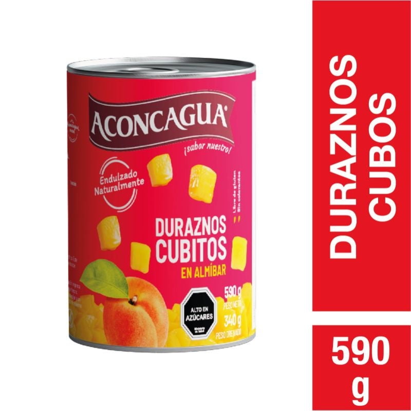 Duraznos En Cubitos Tarro Drenado 340 g - Neto 590 g Aconcagua