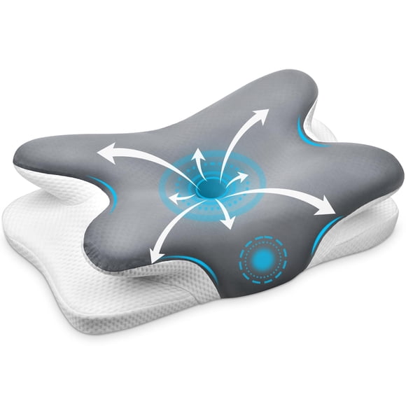 Almohada cervical Ehomfory ergonómica de espuma viscoelástica gris