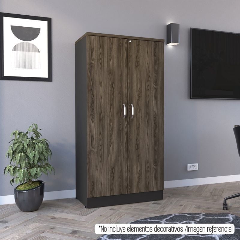 Tuhome - Set Living Bnc7278 Biblioteca 2 Puertas Negro - Coñac