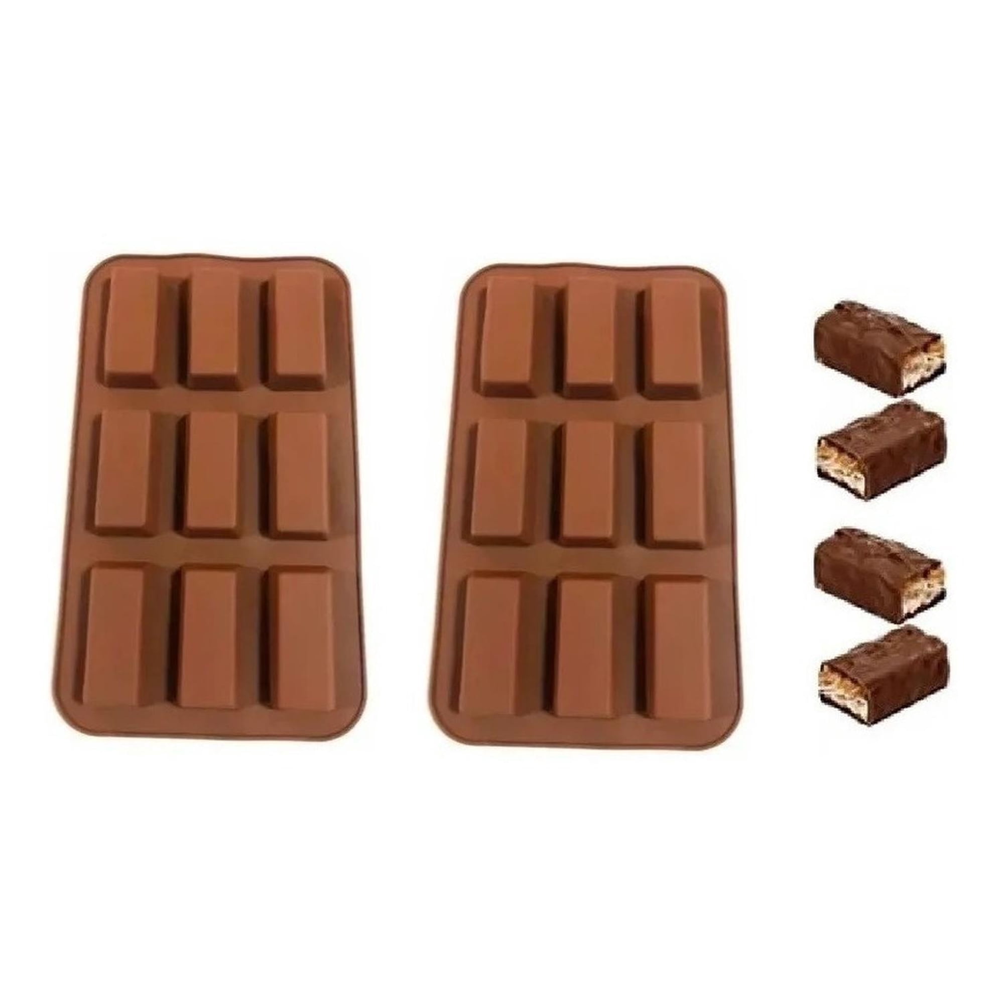 Pasteleriuscl - 2 Moldes Silicona Chocolate Molde De Silicona Barra Cereal Marrón