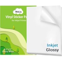 Papel Adhesivo De Vinilo Imprimible Weliu, Blanco Brillante, 21 Hojas