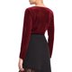 thumbnail image 3 of Blusa de Terciopelo con Cuello Asimétrico y Fruncido de Manga Larga Ajustada para Fiesta de INSPIRE CHIC para Mujer M Rojo Vino, 3 of 5