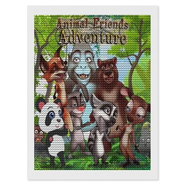Amigos Animales Kits de Pintura de Diamantes para Adultos 5D DIY Diamond Art Kits Full Drill Diamond Dots para Regalo Decoración de Pared y Relajación Artes de Gemas 30*40cm