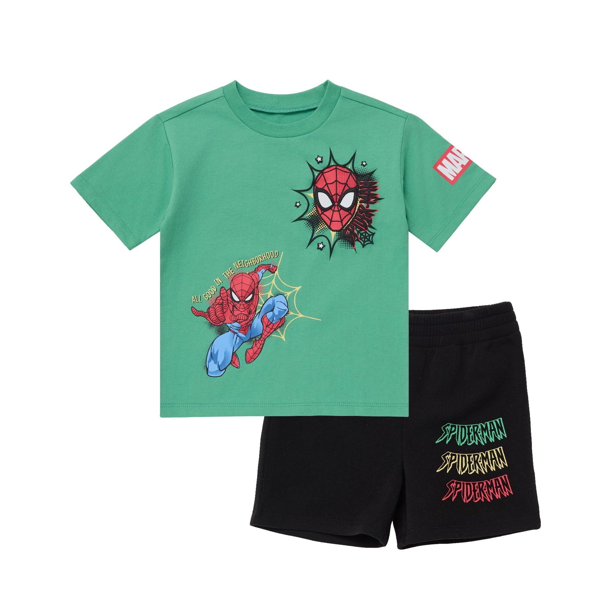 Conjunto De Ropa: Camiseta Y Pantalones Cortos Marvel Boys Spiderman 2t