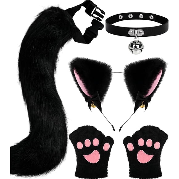 Set de disfraces BIAOKS con orejas de gato y cola de lobo y zorro para Halloween