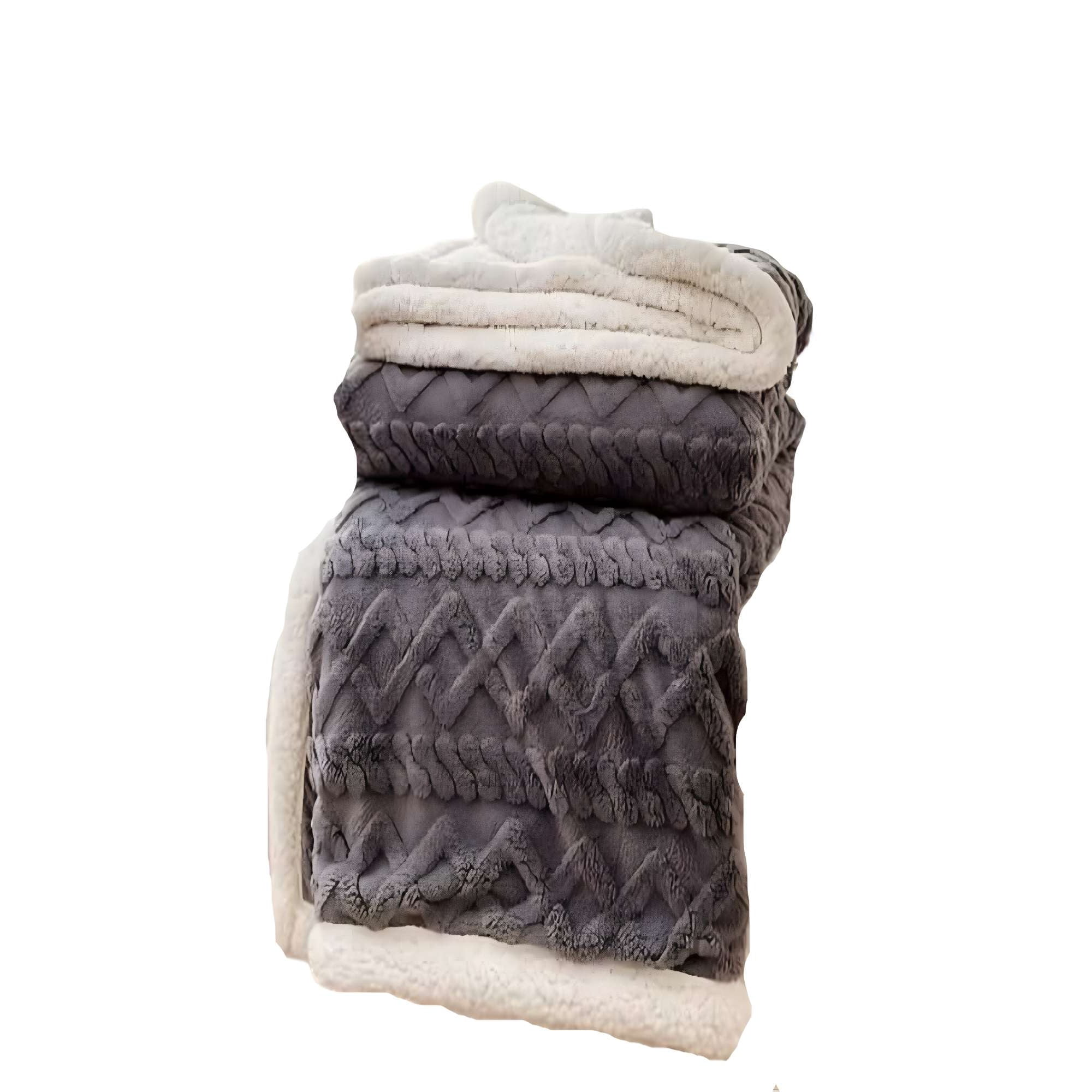 Genérico - Frazadas Texturizadas Plaza Y Media Gris Oscuro