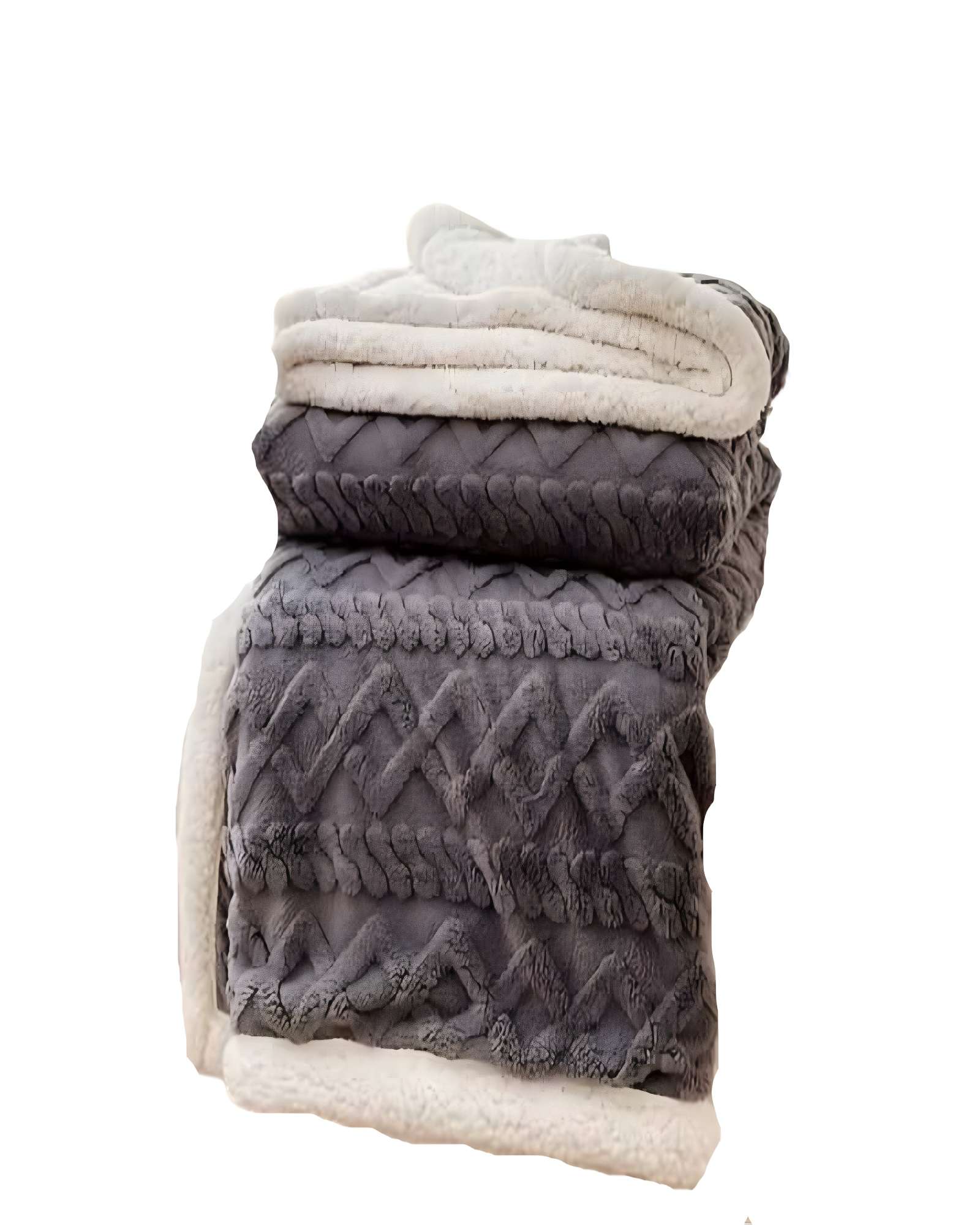 Genérico - Frazadas Texturizadas Plaza Y Media Gris Oscuro