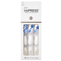 Uñas Postizas Kiss Impress Mani Sin Pegamento Blancas Con Brillo