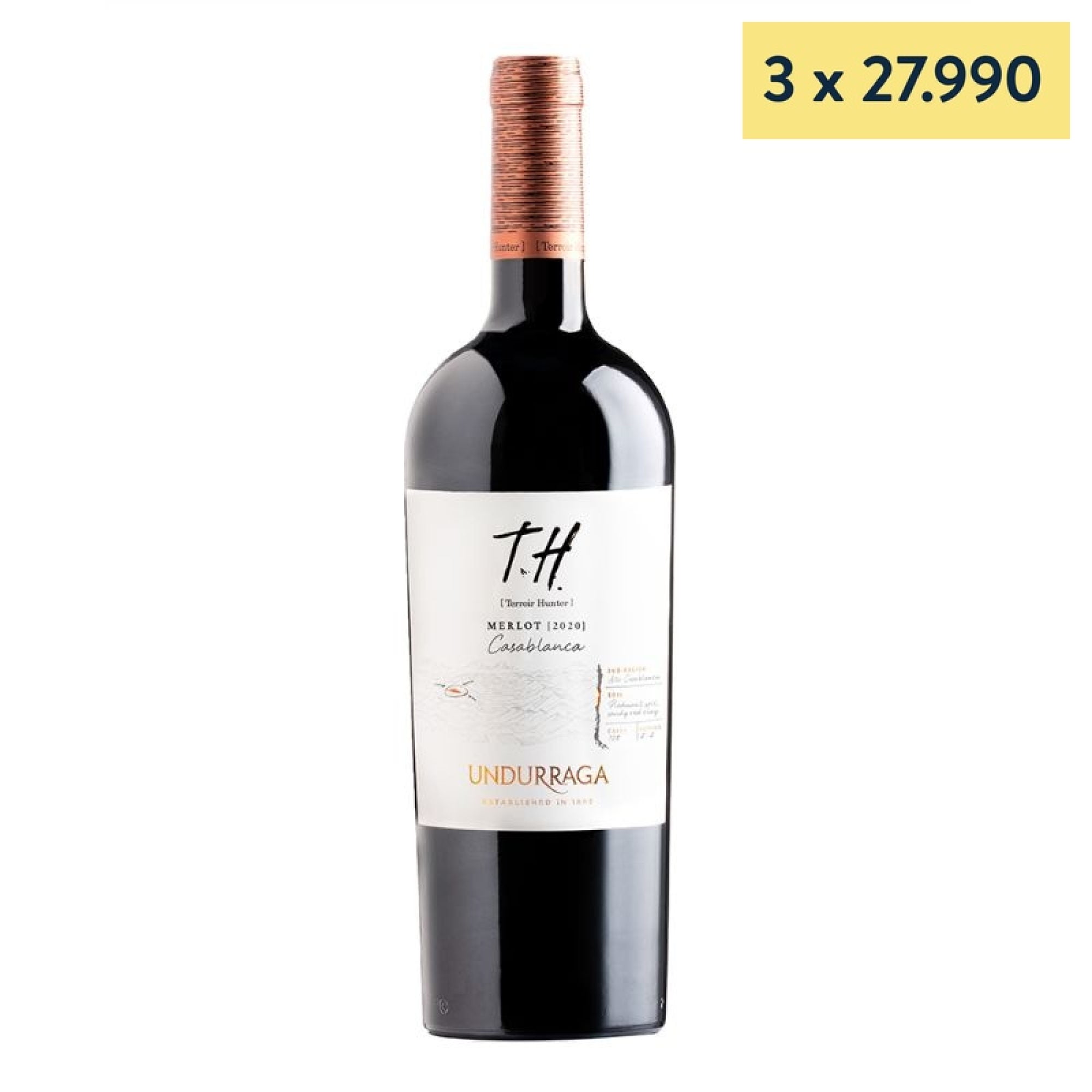 Vino Tinto Th Merlot Botella 0,75 L Undurraga