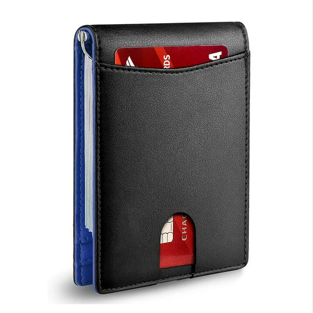 Billetera para hombres, bolso para hombres, diseño delgado, billetera minimalista y cerradura rfid, material de cuero preferido
