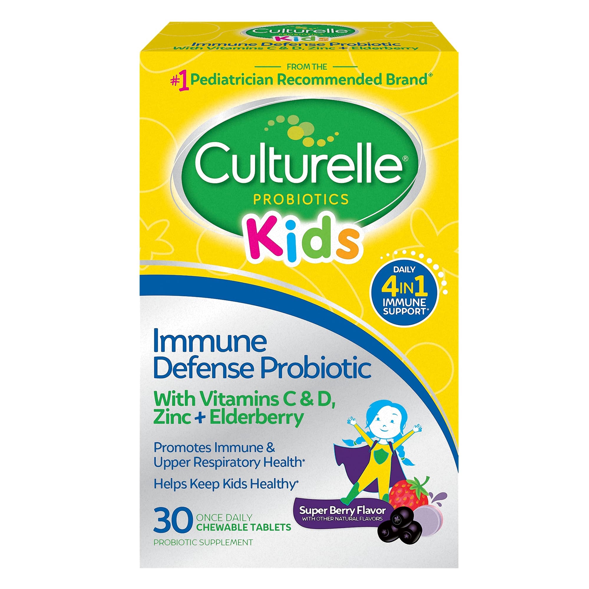 Suplemento Culturelle Immune Defense Probiotic Kids 3+ 30 Tabletas Masticables