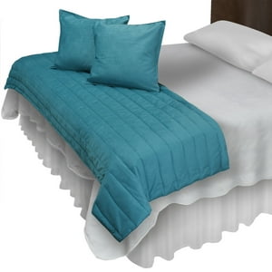 Mallorca - Piecera Con Fundas Velvet Turquesa Reversible