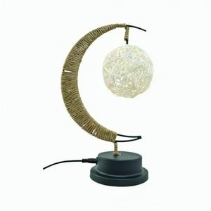 Genérico - Lámpara Led Media Luna Con Cáñamo Y Colgante Rattan