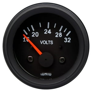 Veethree - Marcador Voltimetro 52Mm 16-32V Tipo Socket Negro