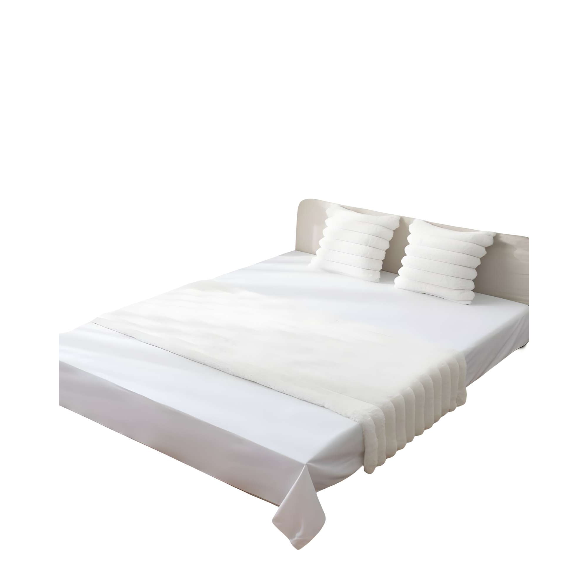 Genérico - Juego De Piecera Con Dos Fundas De Cojin Modelo Lineal 2 Plazas Blanco