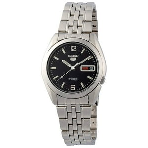 Reloj Seiko De Vestir Automático 5 Automático Snk393K Negro Acero Inoxidable Para Hombre