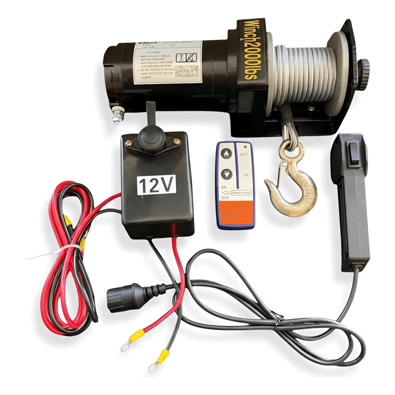 Erux - Winche Eléctrico Capacidad 2000 Lbs 12v Dc Control Remoto