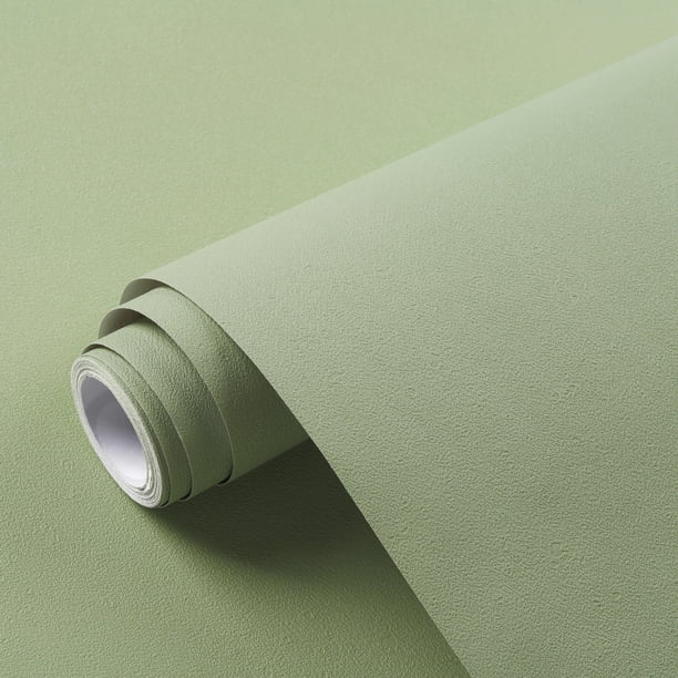 1 Roll Green Peel And Stick Wallpaper, Solid Green Contact Paper, Pure Green Self-Adhesive Wallpaper, Removable Wallpaper, Green Textured Shelf Liner Decorative, Vinyl Walls Decal