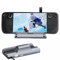 Genérico - Base De Conexión 6 En 1 Compatible Con Steam Deck Con Usb 3.0 Hdmi 2.0 4K 60Hz Gigabit Ethernet 100W Pd Hub De Carga-Plata
