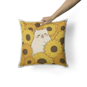 Creango - Cojin Decorativo Gato Girasoles