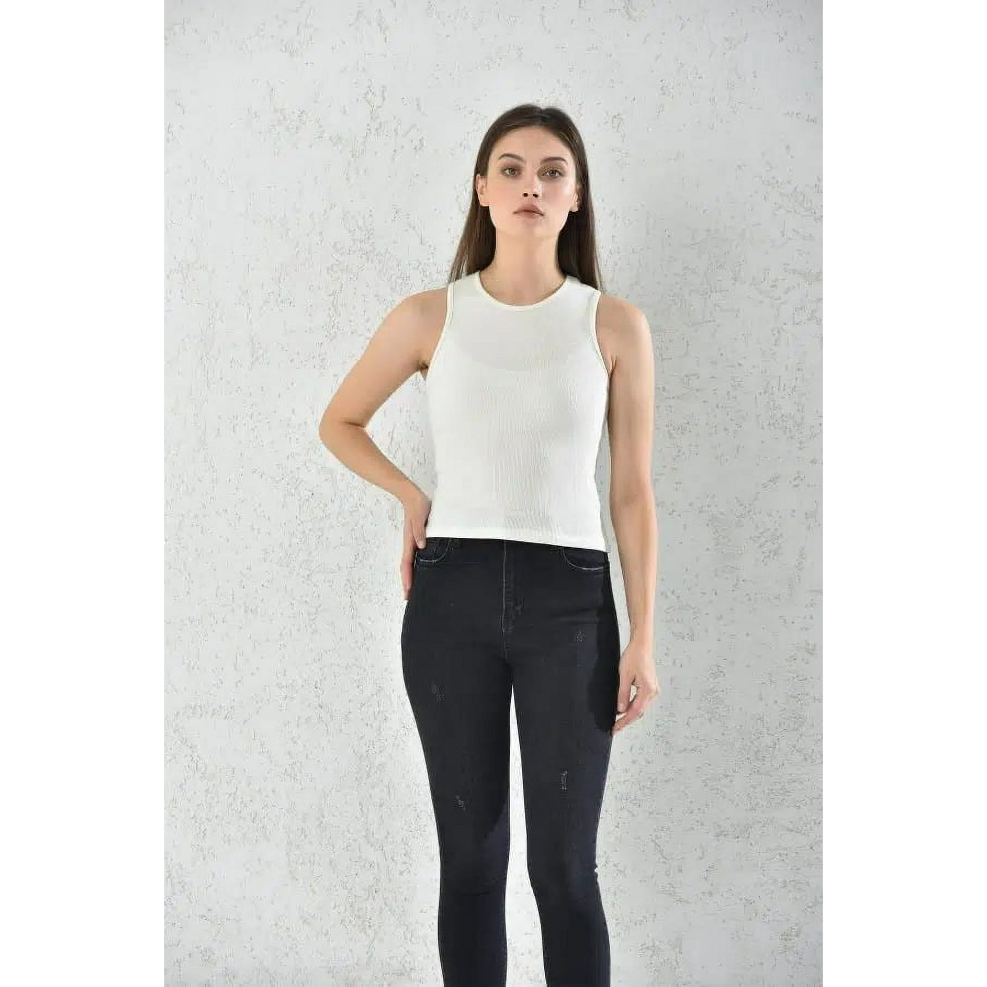 Home Fashion - Polera Musculosa Mujer Blanco Sin Mangas Talla S