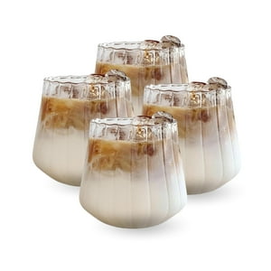 Santú Home & Deco - Set 4 Vasos Vidrio Acanalado 350Ml Bebidas Y Cafe