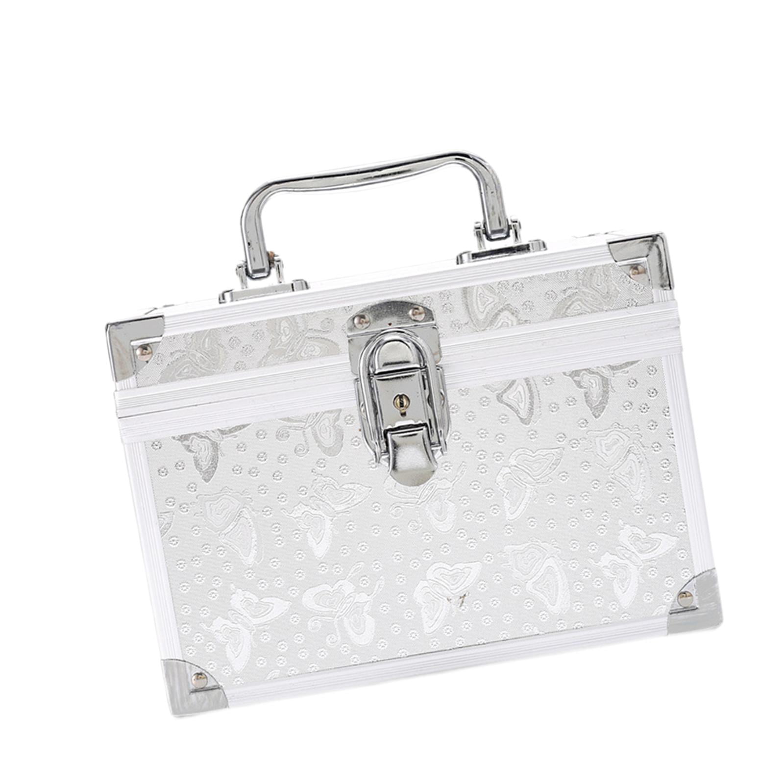 Magideal - Estuche De Maquillaje Caja Organizadora Portátil Para Cosméticos Y Herramientas De Belleza Con Dos Niveles Aleación De Aluminio Adecuado Para Mujeres Plata