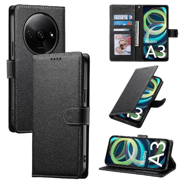 Funda para FOXDOCK Xiaomi Redmi A3 4G– Cuero Premium, 3 ranuras para tarjetas, Protección contra impactos