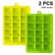 thumbnail image 1 of Bandejas para cubitos de hielo con tapa, paquete de 2 (amarillo y verde), bandejas de silicona para cubitos de hielo flexibles y fáciles de liberar, 15 moldes para cubitos de hielo, sin BPA., 1 of 8