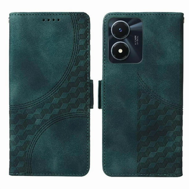 Carcasa FOXDOCK Vivo Y02s de cuero PU, diseño acolchado clásico, protección contra caídas y rayones