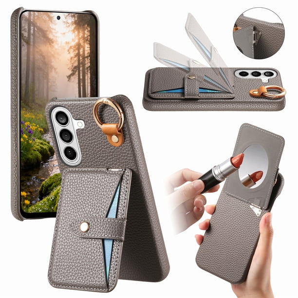 Funda FOXDOCK para Samsung Galaxy S26 Pro Soporte múltiple, diseño con anillo, función billetera y protección avanzada-gris plateado