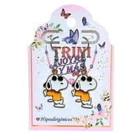Trini Joyas Y Mas - Aros De Snoopy Pies Cruzados, Ganchos De Acero
