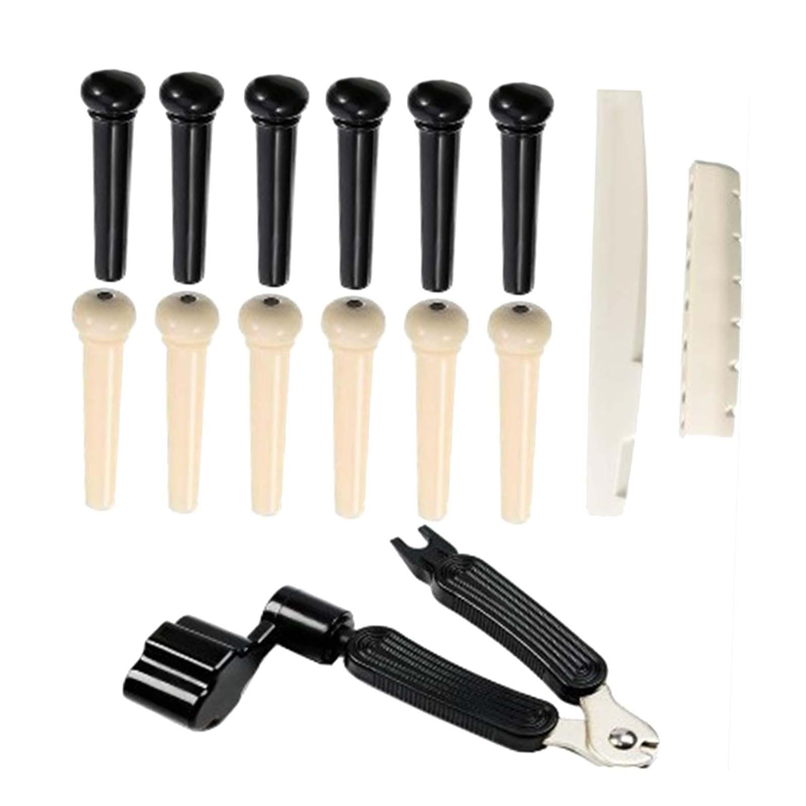 Magideal - 12X Pasadores De Puente De Guitarra Acústica, Pasadores De Guitarra, Herramienta De Extracción De Puente Portátil Con Extractor De Pasadores De Puente
