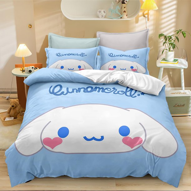 Cinnamoroll Cartoon Anime Cute Duvet Cover Bedding Set Full Size Queen King Gift for Boys and Girls Adults Bedroom Decorations Bed Sheets