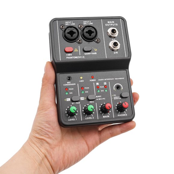Mezclador de Audio FONSOLUM de 2 Canales 16‑bit/48 kHz