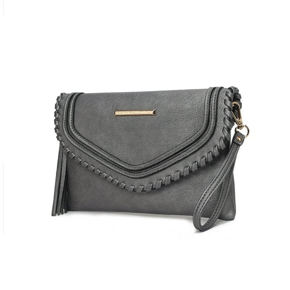 Bolso Crossbody para Mujer, MKF Collection, Bolso de Hombro de Cuero Vegano - Remi - Peltre