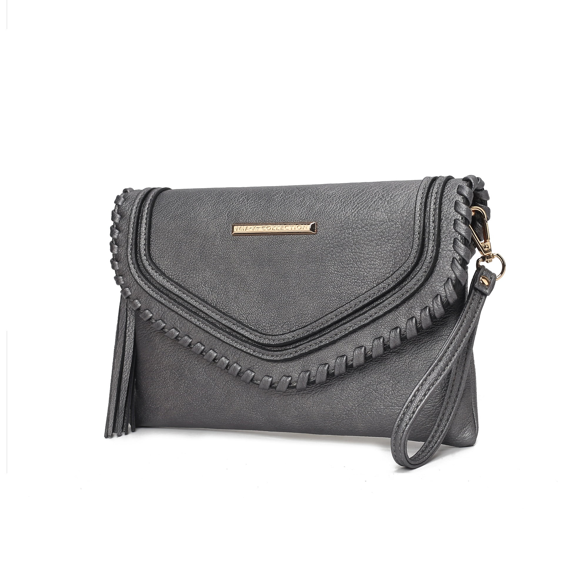Bolso Crossbody Para Mujer, Mkf Collection, Bolso De Hombro De Cuero Vegano - Remi - Peltre