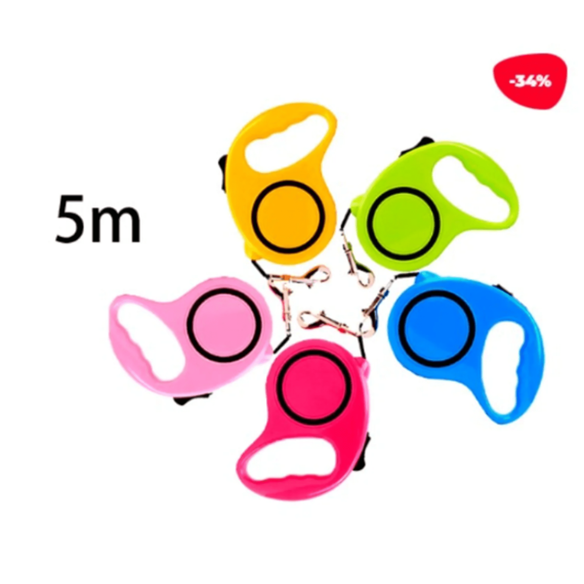 Correa Para Mascota Extensible Mosqueton Color Liso 5M