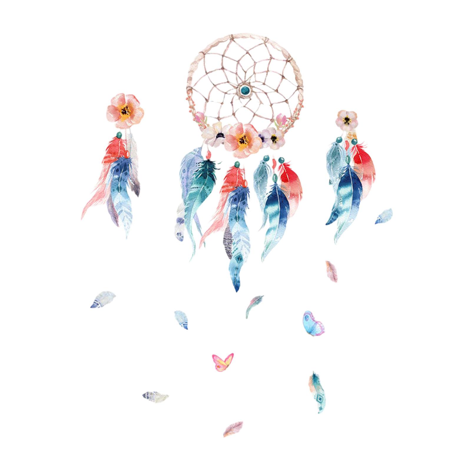 Magideal - Hermosa Calcomanía De Pared Con Red De Ensueño, Calcomanías Coloridas Con Red De Ensueño, Calcomanía De Fondo De Pvc, Calcomanías De Pared Con Plumas 90 Cm X 30 Cm