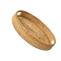 Magideal - Bandeja De Almacenamiento De Ratán, Forma Forma Forma Con Asa, Tejida , Bandeja De Ratán, De Mimbre, Pan, Fruta, Comida, Desayuno, Exhibición - Los 32X5Cm
