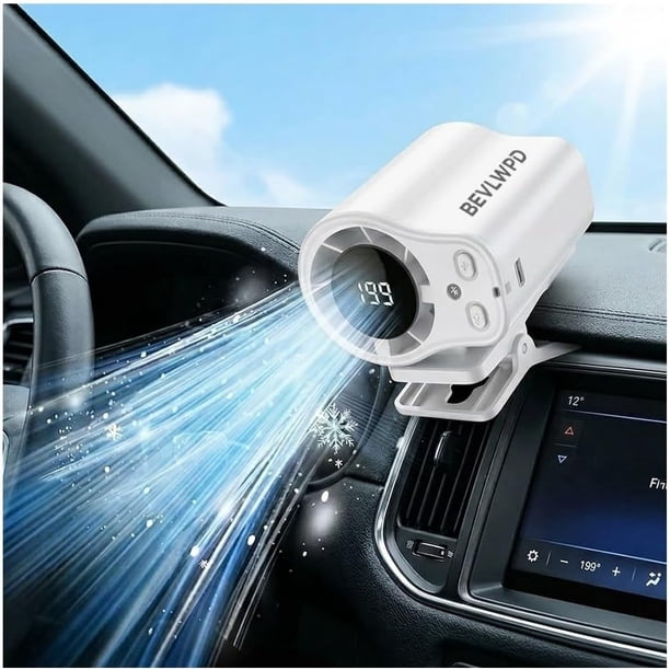Ventilador clip coche aire acondicionado LED USB recargable mini frío manos libres