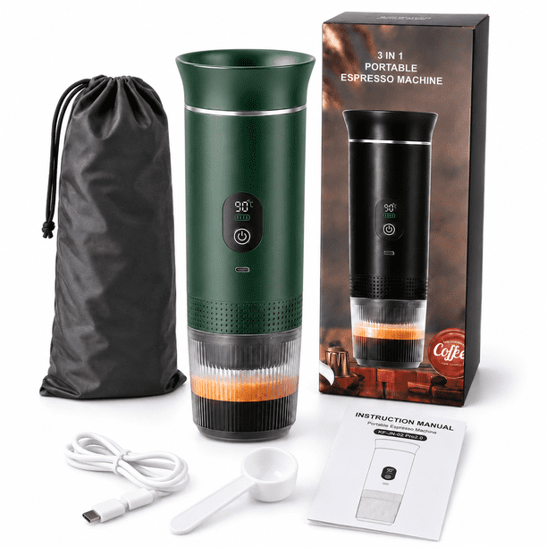 Cafetera Espresso Portátil Digital 3 en 1 Recargable Cápsulas Molido