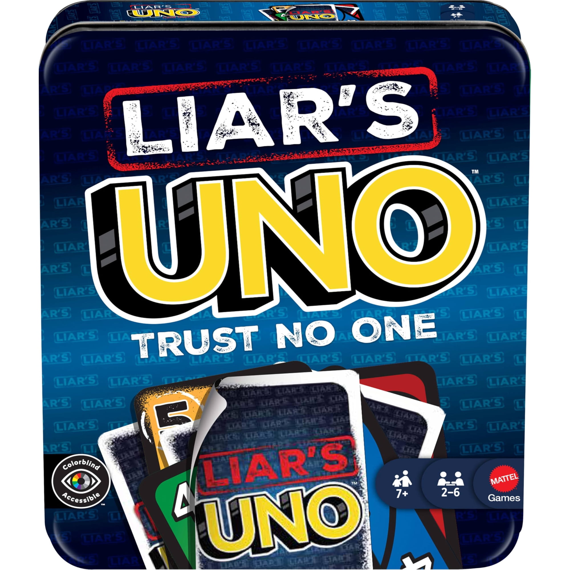 Juego De Cartas Mattel Liar's Uno En Lata De Viaje Para Familias
