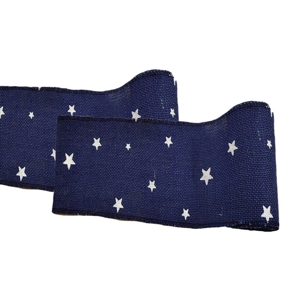 Listón de yute AAYU, paquete de 2 rollos, 9 m en total, 7.6 cm, estampado de 3 estrellas