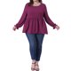 thumbnail image 2 of Agnes Orinda Trajes de Halloween para Mujeres Blusas de Tallas Grandes con Lunares Suizos, Volantes en Capas, Cuello Redondo, Manga Abullonada, Estilo Casual Babydoll 1X Rojo Púrpura, 2 of 6