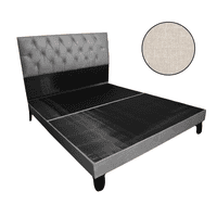 Mueblart - Base De Cama Con Respaldo A Piso King Beige Lino
