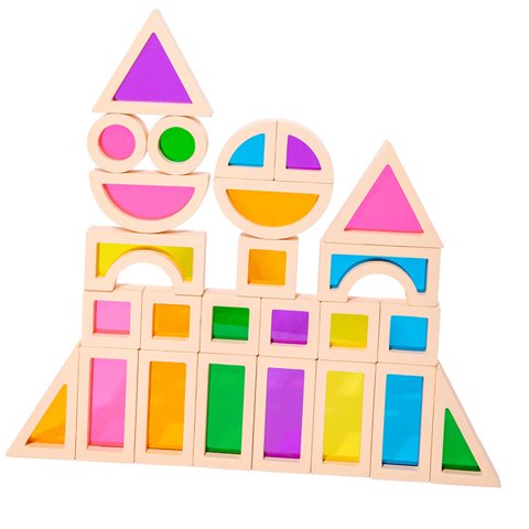 Magideal - 25 Piezas De Bloques De Construcción, Bloques De Madera De Arco Iris, Juguetes Educativos, Juguetes De Construcción, Juguetes Sensoriales Para Juego E