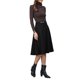 thumbnail image 4 of Falda de Ante Sintético de Cintura Alta para Mujer INSPIRE CHIC, Casual de Negocios, Línea A, Midi, 2XL Negro, 4 of 5